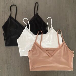 Zara Black, White & Nude Spaghetti Strap Crop Tops (3-Pack)
